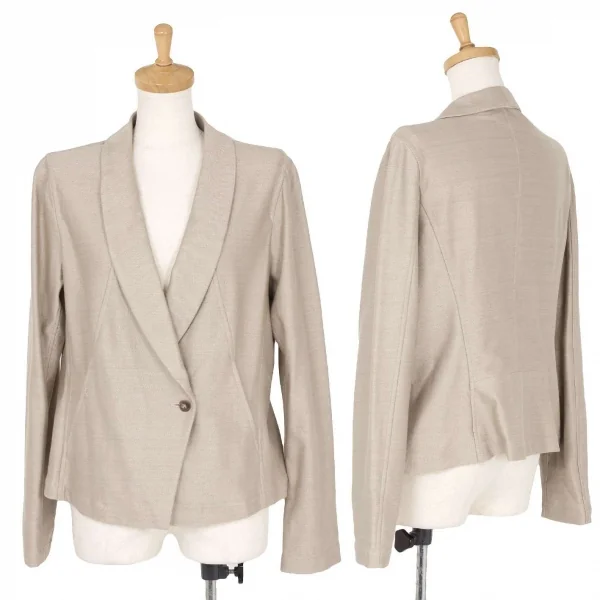 イッセイミヤケ ハートISSEY MIYAKE HaaT コットンナイロンショールカラーダブルジャケット ベージュ3 K-74044_001