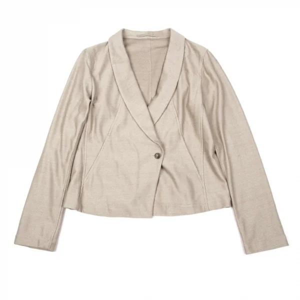 イッセイミヤケ ハートISSEY MIYAKE HaaT コットンナイロンショールカラーダブルジャケット ベージュ3 K-74044_002