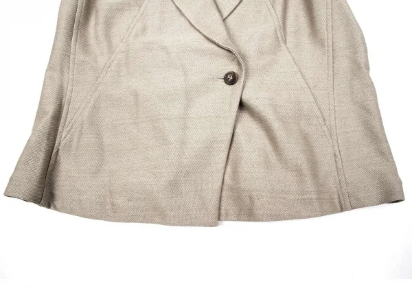 イッセイミヤケ ハートISSEY MIYAKE HaaT コットンナイロンショールカラーダブルジャケット ベージュ3 K-74044_006