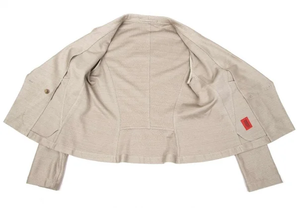 イッセイミヤケ ハートISSEY MIYAKE HaaT コットンナイロンショールカラーダブルジャケット ベージュ3 K-74044_009