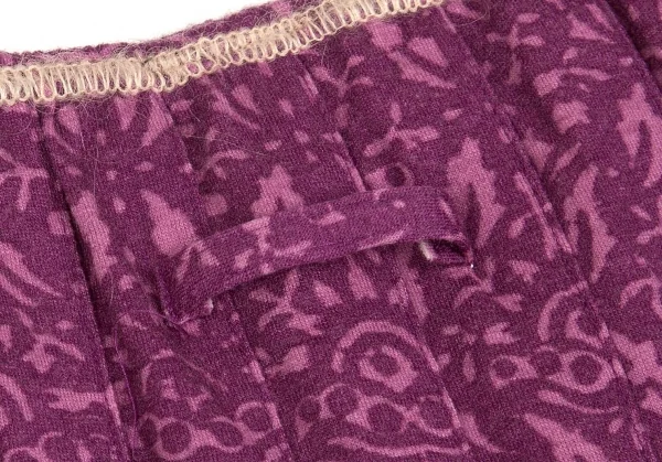 ジャンポールゴルチエ ファムJean Paul GAULTIER FEMME ウールダマスクプリントプリーツスカート 濃淡紫40 K-74054_010