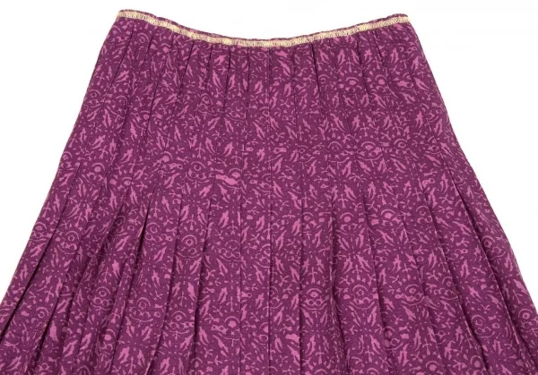 ジャンポールゴルチエ ファムJean Paul GAULTIER FEMME ウールダマスクプリントプリーツスカート 濃淡紫40 K-74054_003