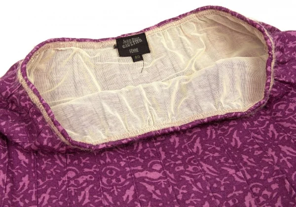 ジャンポールゴルチエ ファムJean Paul GAULTIER FEMME ウールダマスクプリントプリーツスカート 濃淡紫40 K-74054_005