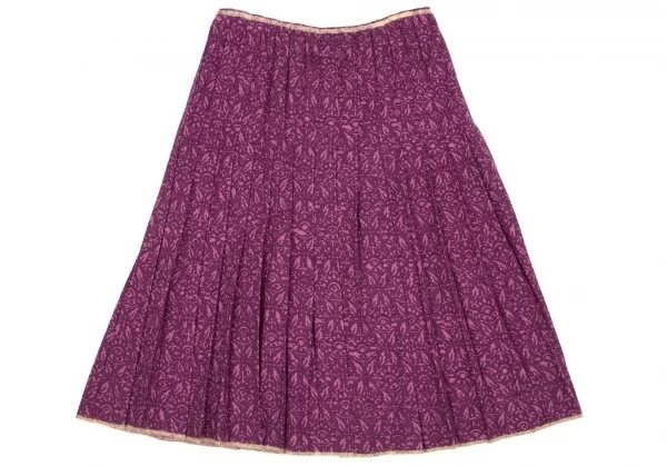 ジャンポールゴルチエ ファムJean Paul GAULTIER FEMME ウールダマスクプリントプリーツスカート 濃淡紫40 K-74054_009