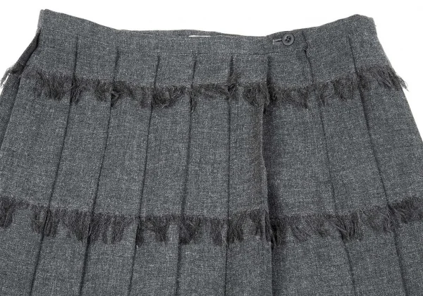 イッセイミヤケISSEY MIYAKE フリンジデザインプリーツスカート 杢グレー3 K-74061_003
