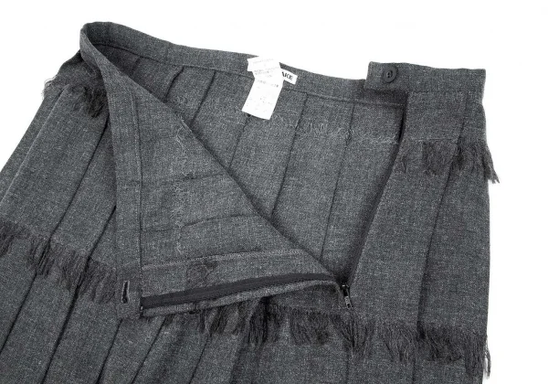 イッセイミヤケISSEY MIYAKE フリンジデザインプリーツスカート 杢グレー3 K-74061_004