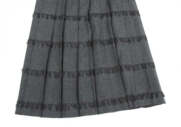 イッセイミヤケISSEY MIYAKE フリンジデザインプリーツスカート 杢グレー3 K-74061_006