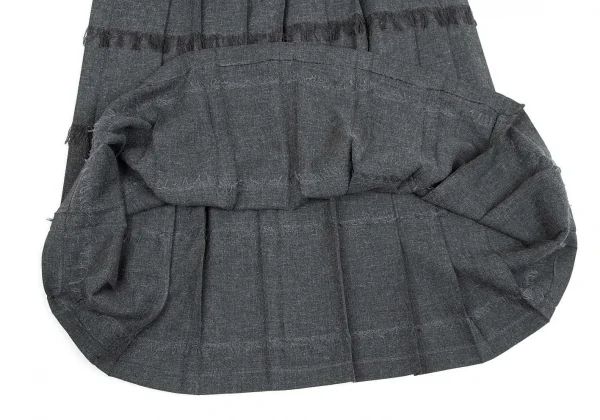 イッセイミヤケISSEY MIYAKE フリンジデザインプリーツスカート 杢グレー3 K-74061_007
