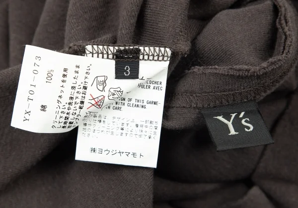 ワイズY's 裁ち切り切替デザイン五分袖カットソー チャコールブラウン3 K-74072_014