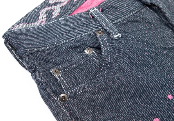 イッセイミヤケ エーポック ISSEY MIYAKE A-POC ボタニカルジャカードデニムハーフパンツ インディゴピンク26 K-74086_003