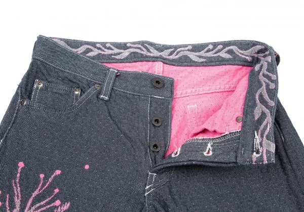 イッセイミヤケ エーポック ISSEY MIYAKE A-POC ボタニカルジャカードデニムハーフパンツ インディゴピンク26 K-74086_006