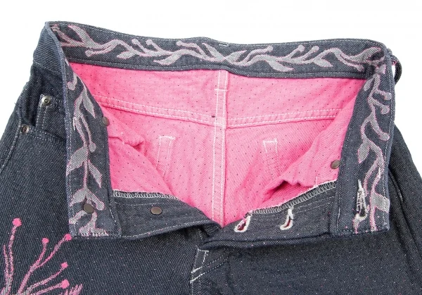 イッセイミヤケ エーポック ISSEY MIYAKE A-POC ボタニカルジャカードデニムハーフパンツ インディゴピンク26 K-74086_007