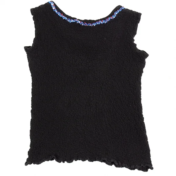 イッセイミヤケ ミーISSEY MIYAKE me カリフラワーチロリアンテープタンクトップ 黒赤青M位 K-74259_010