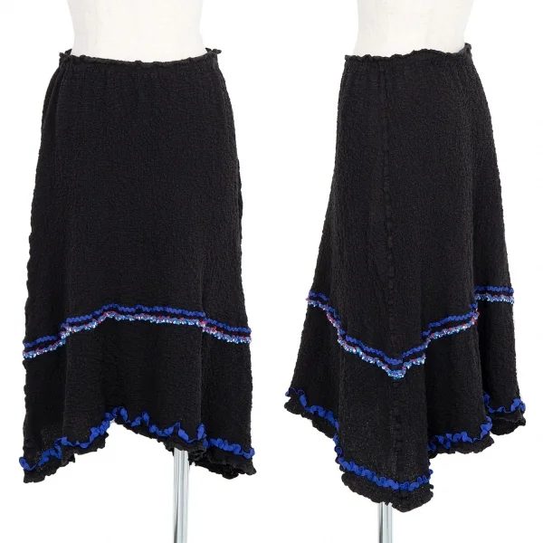 イッセイミヤケ ミーISSEY MIYAKE me カリフラワーテープスカート 黒赤青M位 K-74260_001