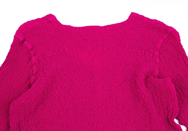 イッセイミヤケ ミーISSEY MIYAKE me カリフラワーVネックカットソー ショッキングピンクM位 K-74271_010