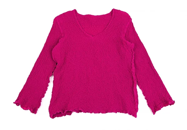 イッセイミヤケ ミーISSEY MIYAKE me カリフラワーVネックカットソー ショッキングピンクM位 K-74271_002