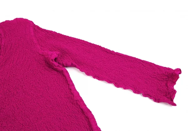 イッセイミヤケ ミーISSEY MIYAKE me カリフラワーVネックカットソー ショッキングピンクM位 K-74271_005