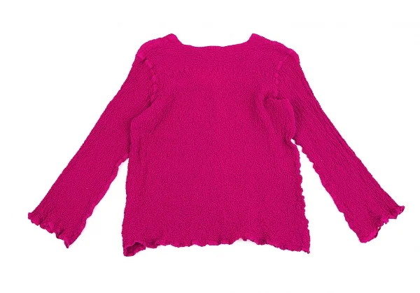 イッセイミヤケ ミーISSEY MIYAKE me カリフラワーVネックカットソー ショッキングピンクM位 K-74271_009