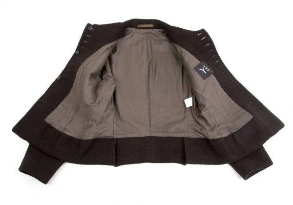 ワイズY's ウールメニーボタンホールデザインジャケット 茶M位 K-74287_010
