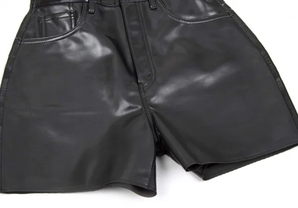 ジュンヤワタナベ コムデギャルソンJUNYA WATANABE COMME des GARCONS シンセティックレザー二次元カッティングショートパンツ 黒S K-74295_005