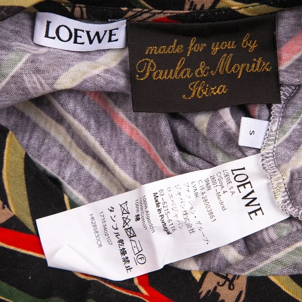 ロエベLOEWE×Paula's Ibiza  パウラズイビザプリントTシャツ 黒緑他S K-74322_009