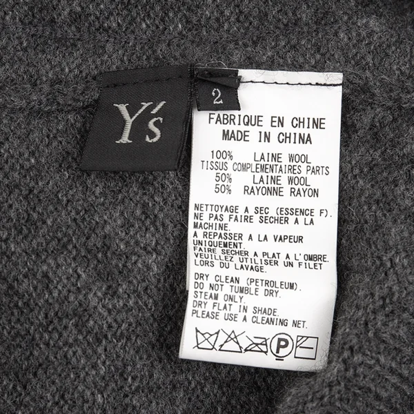 ワイズY's ドレープハイネックニットセーター チャコール2 K-74340_014