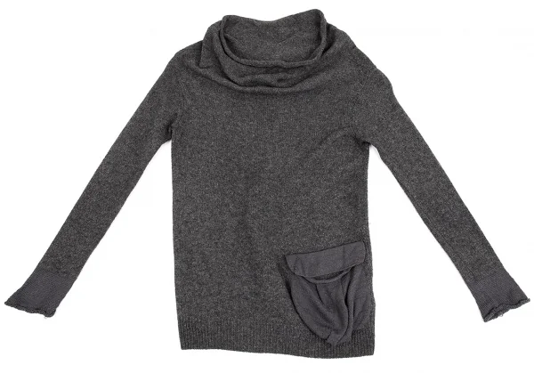 ワイズY's ドレープハイネックニットセーター チャコール2 K-74340_002