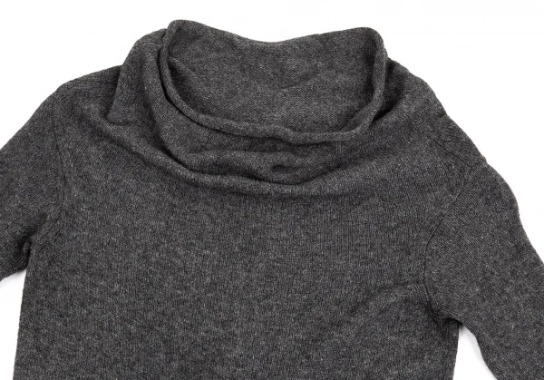 ワイズY's ドレープハイネックニットセーター チャコール2 K-74340_003