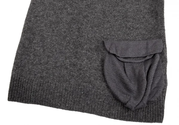 ワイズY's ドレープハイネックニットセーター チャコール2 K-74340_008