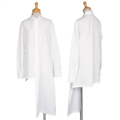 ヨウジヤマモト ファムYohji Yamamoto FEMME コットンフロントアシンメトリードローイングプリントシャツ