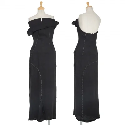ヨウジヤマモト ファムYohji Yamamoto FEMME リネンかがりステッチチューブトップワンピース