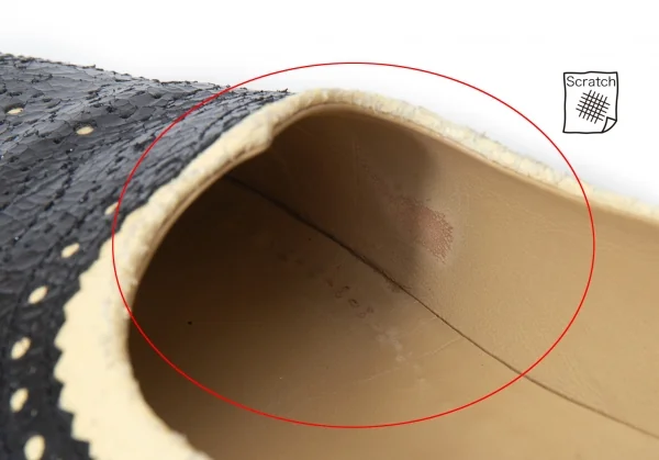 トリココムデギャルソンtricot COMME des GARCONS クラックプリントレザーメダリオンフラットシューズ ベージュ黒23 K-74360_011