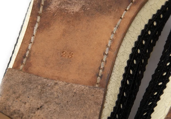 トリココムデギャルソンtricot COMME des GARCONS クラックプリントレザーメダリオンフラットシューズ ベージュ黒23 K-74360_014