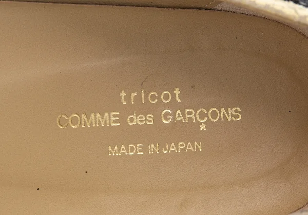 トリココムデギャルソンtricot COMME des GARCONS クラックプリントレザーメダリオンフラットシューズ ベージュ黒23 K-74360_016