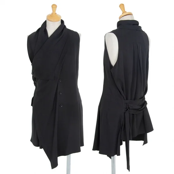 Yohji Yamamoto NOIR Silk Drape Vest Black 1 K-74378_001