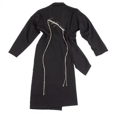 ヨウジヤマモト ファムYohji Yamamoto FEMME ウールギャババックロゴ刺繍アシンメトリージャケット