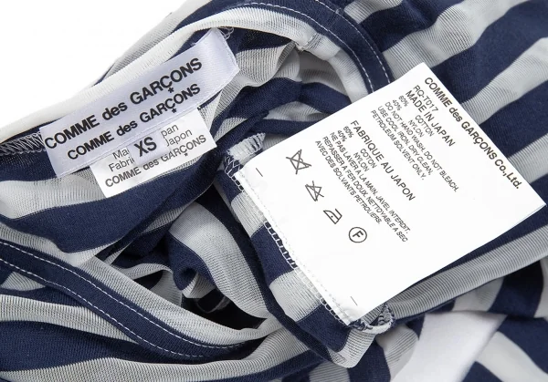 コムコム コムデギャルソンCOMME des GARCONS ボーダーシースルー長袖カットソー 紺白XS K-74427_012
