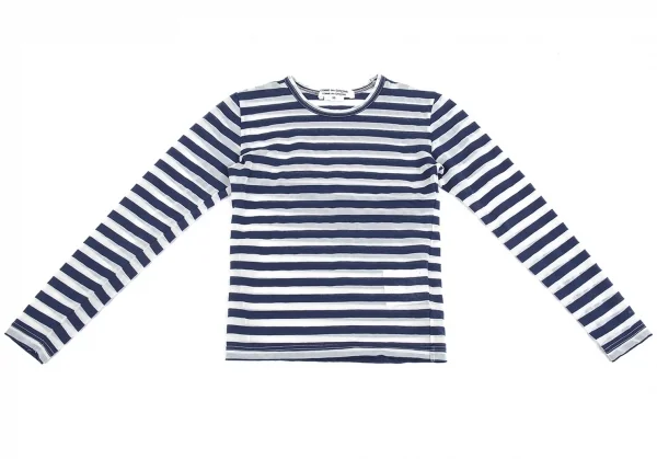 コムコム コムデギャルソンCOMME des GARCONS ボーダーシースルー長袖カットソー 紺白XS K-74427_002