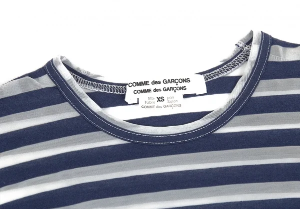 コムコム コムデギャルソンCOMME des GARCONS ボーダーシースルー長袖カットソー 紺白XS K-74427_004