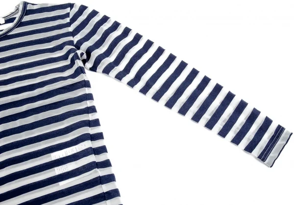 コムコム コムデギャルソンCOMME des GARCONS ボーダーシースルー長袖カットソー 紺白XS K-74427_005