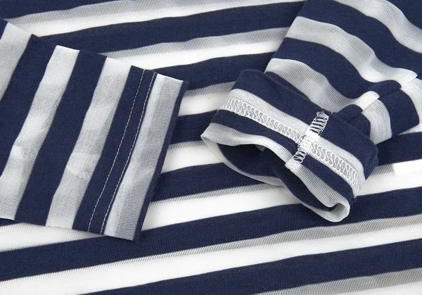 コムコム コムデギャルソンCOMME des GARCONS ボーダーシースルー長袖カットソー 紺白XS K-74427_006