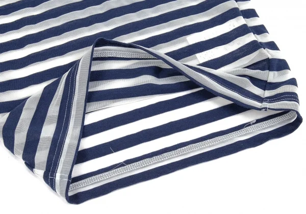 コムコム コムデギャルソンCOMME des GARCONS ボーダーシースルー長袖カットソー 紺白XS K-74427_008