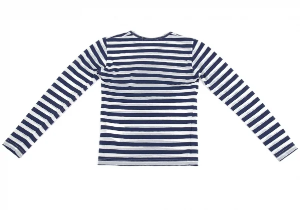 コムコム コムデギャルソンCOMME des GARCONS ボーダーシースルー長袖カットソー 紺白XS K-74427_009