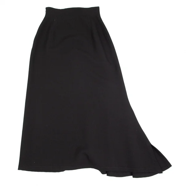 ヨウジヤマモト ファムYohji Yamamoto FEMME ウールオールドギャバカーブ切替アシンメトリースカート 黒1 K-74457_010