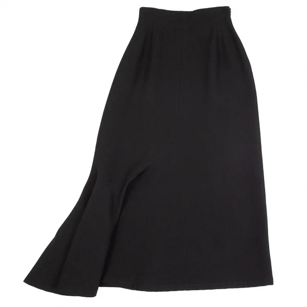 ヨウジヤマモト ファムYohji Yamamoto FEMME ウールオールドギャバカーブ切替アシンメトリースカート 黒1 K-74457_002
