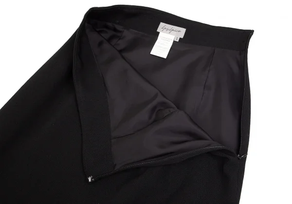 ヨウジヤマモト ファムYohji Yamamoto FEMME ウールオールドギャバカーブ切替アシンメトリースカート 黒1 K-74457_004