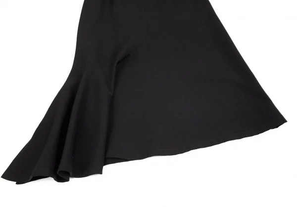 ヨウジヤマモト ファムYohji Yamamoto FEMME ウールオールドギャバカーブ切替アシンメトリースカート 黒1 K-74457_006