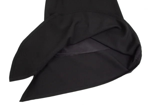 ヨウジヤマモト ファムYohji Yamamoto FEMME ウールオールドギャバカーブ切替アシンメトリースカート 黒1 K-74457_008