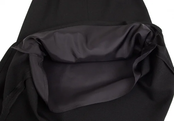 ヨウジヤマモト ファムYohji Yamamoto FEMME ウールオールドギャバカーブ切替アシンメトリースカート 黒1 K-74457_009