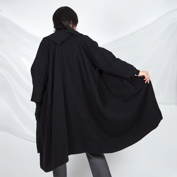 ヨウジヤマモト ファムYohji Yamamoto FEMME フラノウールキモノコート 黒S K-74473_017